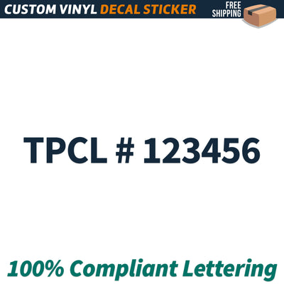 TPCL # Number Regulation Decal Sticker Lettering, (Set of 2)