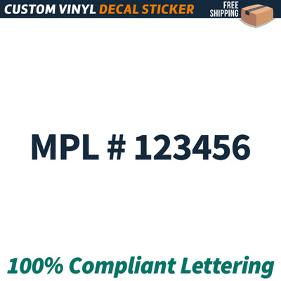 MPL # Number Regulation Decal Sticker Lettering, (Set of 2)