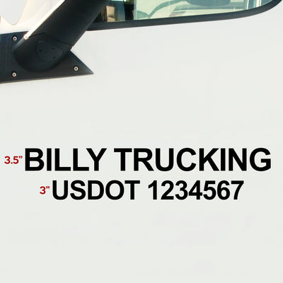 2 line usdot number vinyl sticker with company name