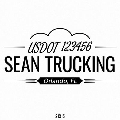 Company name decal with usdot and location
