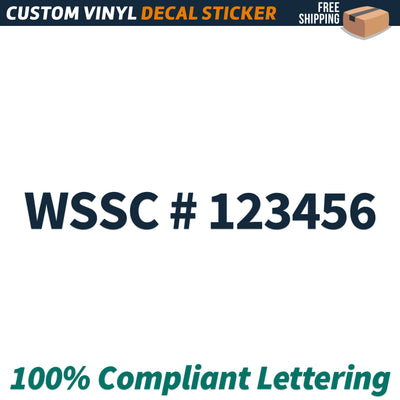 WSSC # Number Regulation Decal Sticker Lettering, (Set of 2)