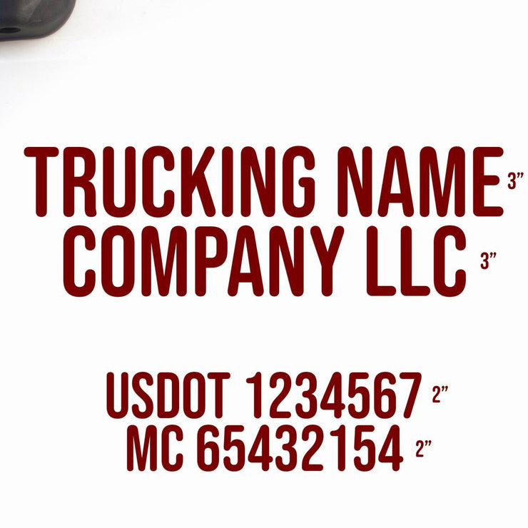 Company Name with 2 Regulation Lines, USDOT, (Set of 2)