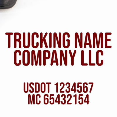 Company Name Truck Decal with 2 Lines for Regulation Numbers