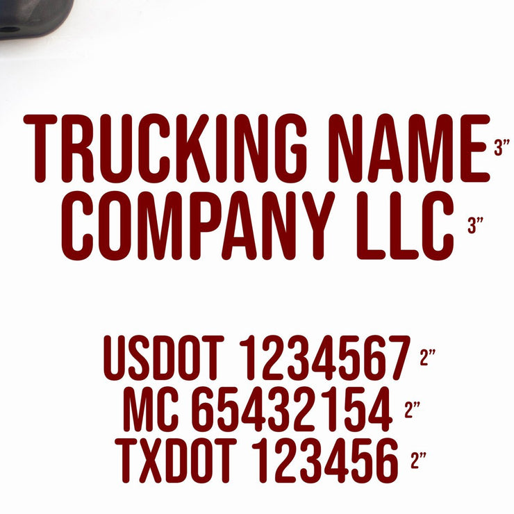 USDOT Company Name with 3 Regulation Lines, (Set of 2)