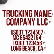 Company Name with 4 Regulation Lines, USDOT, (Set of 2)