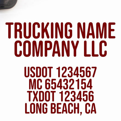 Semi Truck Company Name Decal, USDOT Compliant