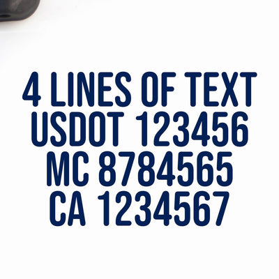 4 lines of text truck decal, usdot, mc, ca