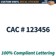 CAC # Number Regulation Decal Sticker Lettering, (Set of 2)