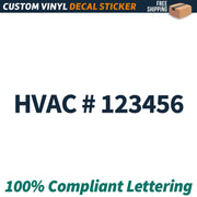 HVAC # Number Regulation Decal Sticker Lettering, (Set of 2)