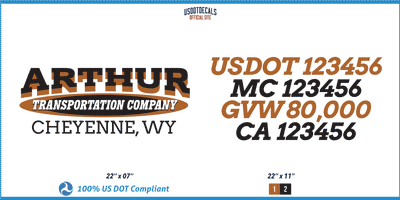 Company Name, Truck Door Decal, Location, USDOT, MC, CA, GVW