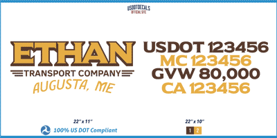 Company Name, Truck Door Decal, Location, USDOT, MC, CA, GVW