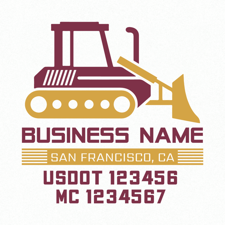 truck door decal usdot mc, construction, bulldozer