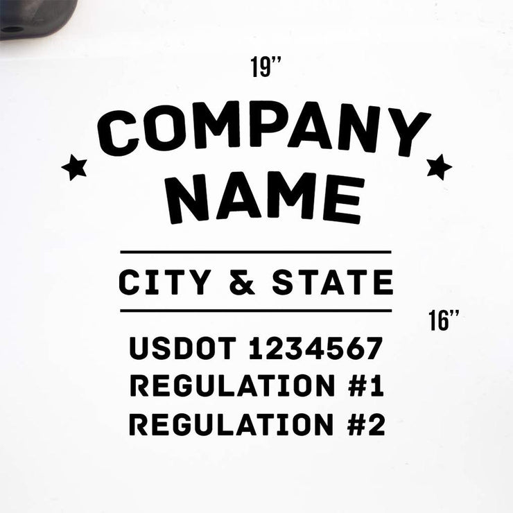 Company Name with Regulation Lines, Great for USDOT, (Set of 2)