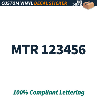 MTR # Number Regulation Decal Sticker Lettering, (Set of 2)