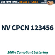 NV CPCN # Number Regulation Decal Sticker Lettering, (Set of 2)