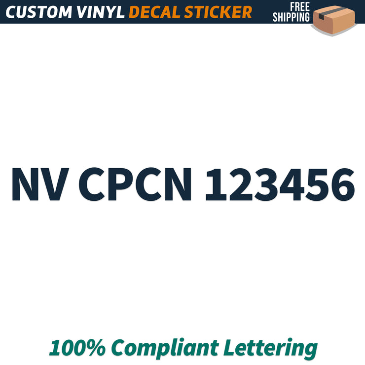 Cpv Sticker NV CPCN # Number Regulation Decal Sticker Lettering, (Set of 2) – USDOT ...