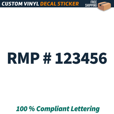 RMP # Number Regulation Decal Sticker Lettering, (Set of 2)