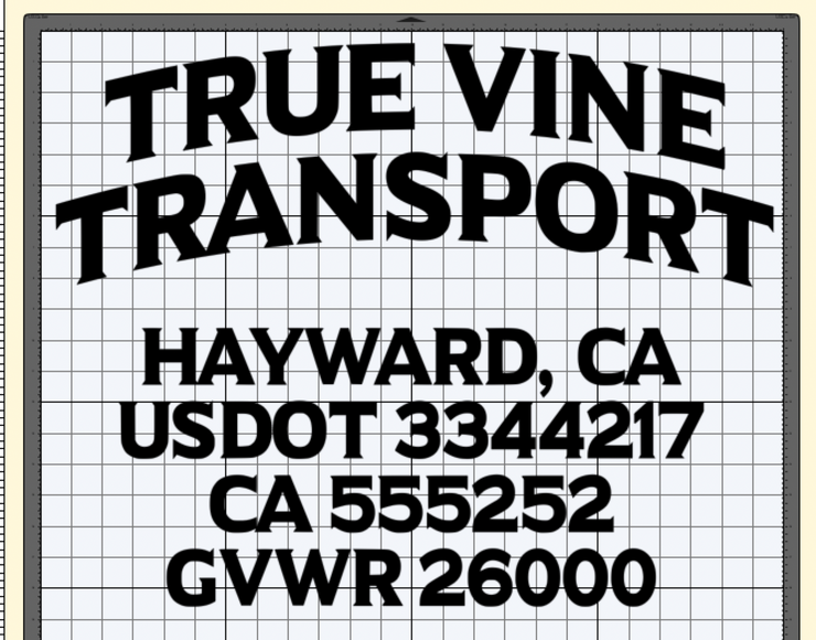 Custom Order for True Vine Transport