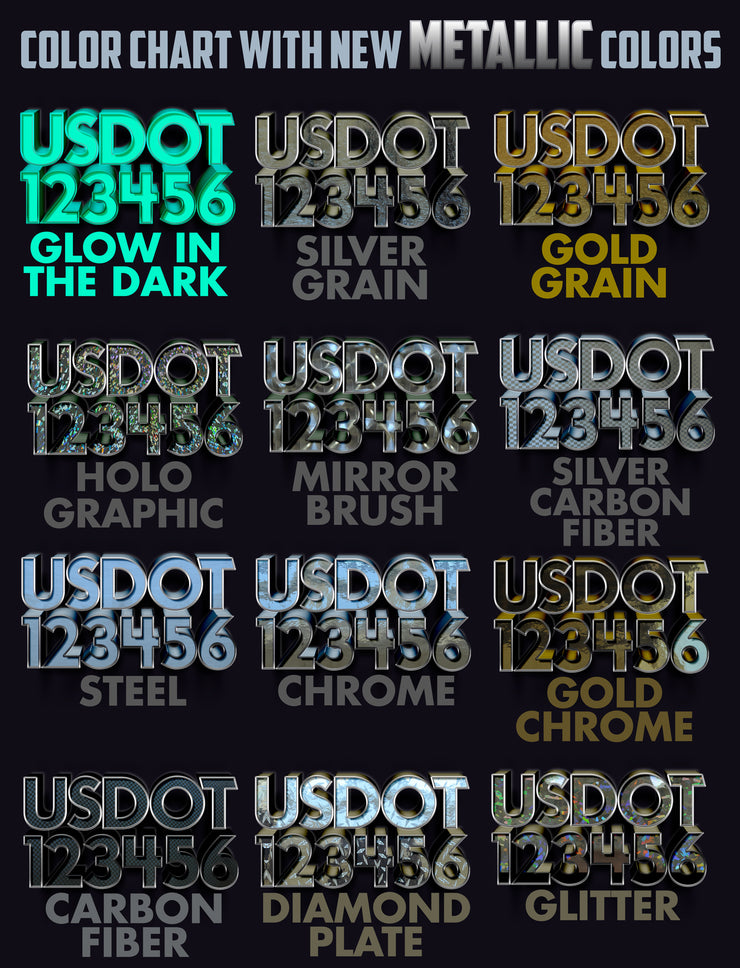 usdot sticker decal metallic colors glow in the dark
