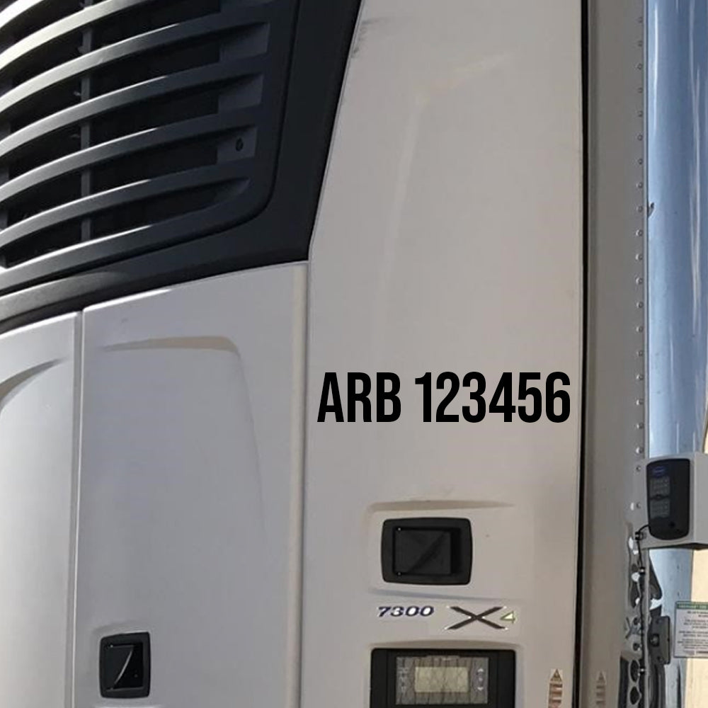 Trailer Number Example ARB CARB Reefer TRU Trailer Number Decal Sticker Lettering (Set of 2 ...