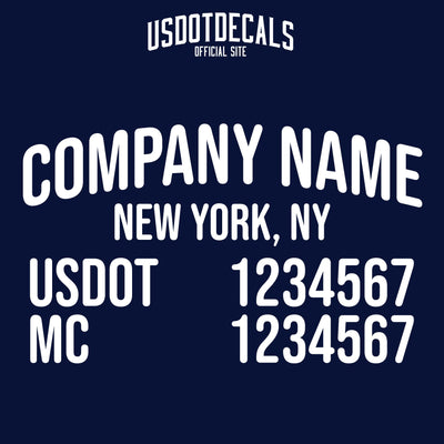 arched company name, location, usdot & mc decal sticker