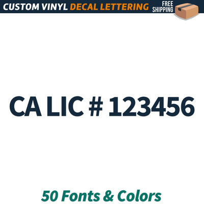 CA LIC # number decal