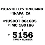 Company Name Line + Location + 2 Lines + Truck Number Combo, (Set of 2)