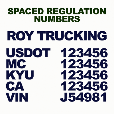 company name usdot mc kyu ca vin number decal stickers