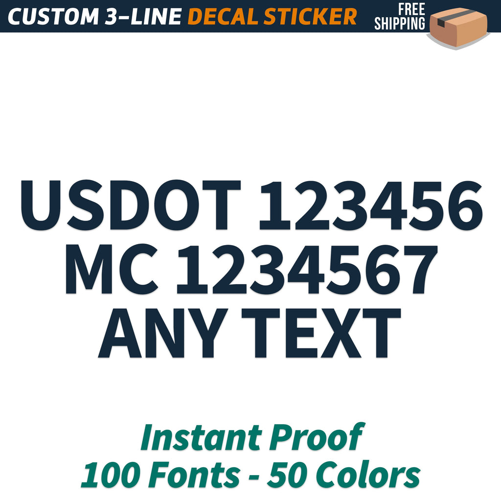 USDOT 3-Line Decal Sticker, (Instant Proof) Set of 2 – USDOT Decals