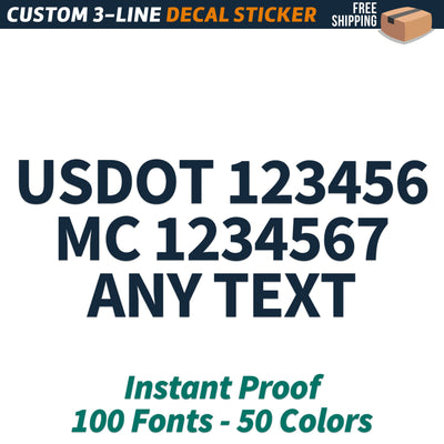 custom 3 line decal sticker usdot mc for sale