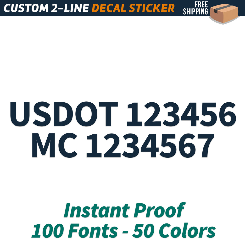 1 Line or USDOT (DOT) Number Sticker Decal Lettering