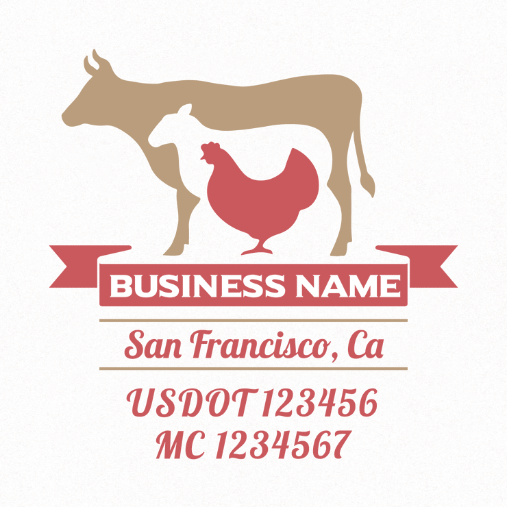 truck door decal usdot mc, cow, sheep, hen, chicken 