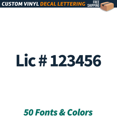 LIC # number decal