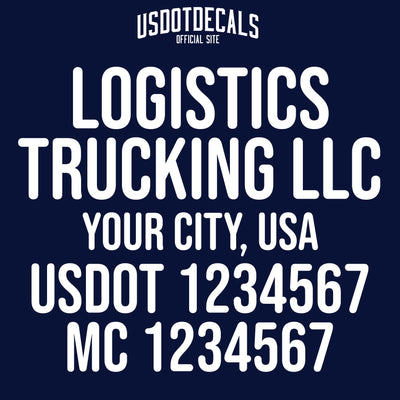 logistics trucking company name, location, usdot & mc decal sticker