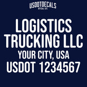 logistics trucking company name, location & usdot decal sticker (vinyl truck door lettering)