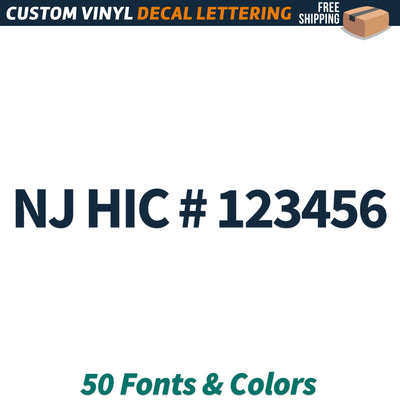 NJ HIC number decal