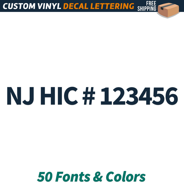 NJ HIC Number Regulation Decal Sticker, (Set of 2) – USDOT Decals