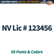 NV Lic number decal
