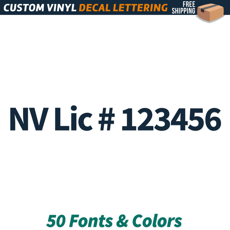 NV Lic number decal