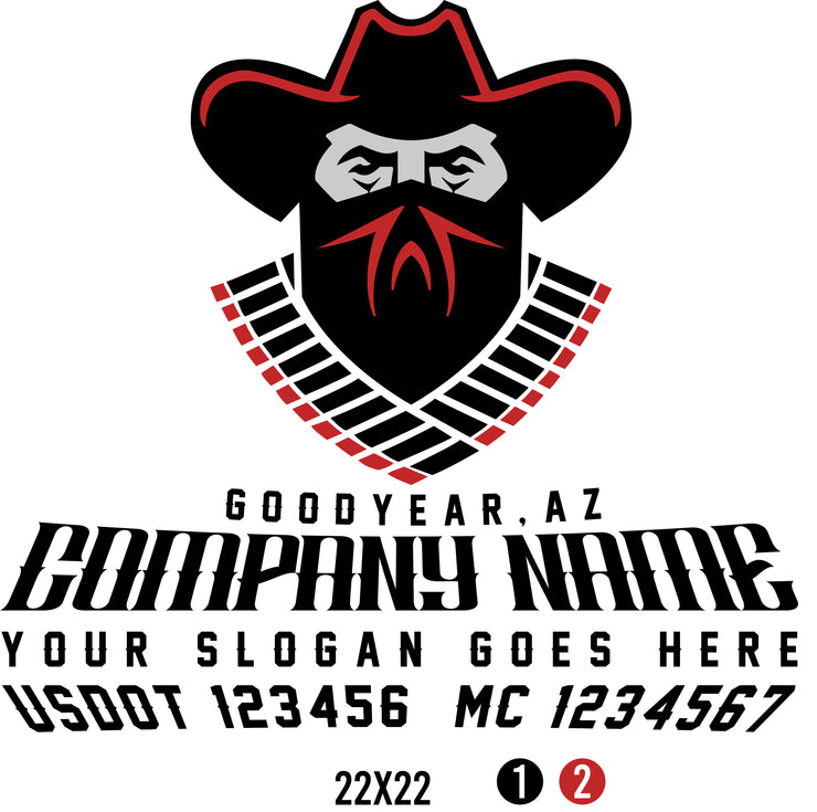 Outlaw Style Truck Door Decal (USDOT,MC)