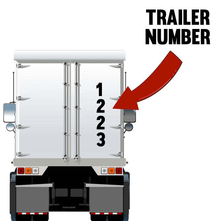 Trailer Number Example Rear Semi Truck Trailer Vertical Number Decal, (Set of 2) – USDOT Decals