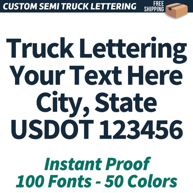 Custom Semi Truck Door Vinyl Lettering Sticker Decal, (Instant Proof
