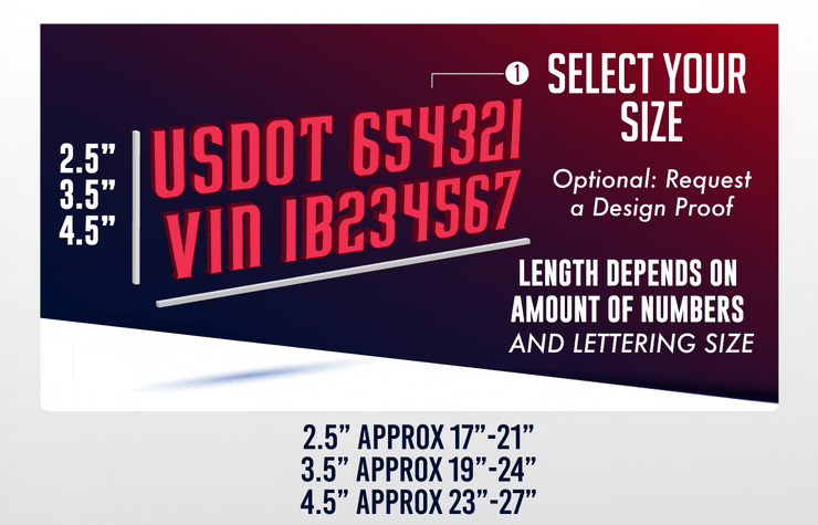 USDOT Number Decal - 5 Lines of Lettering