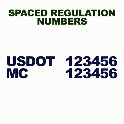 spaced regulation number decals (usdot, mc)