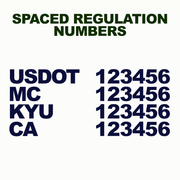 spaced regulation number decal usdot mc kyu ca