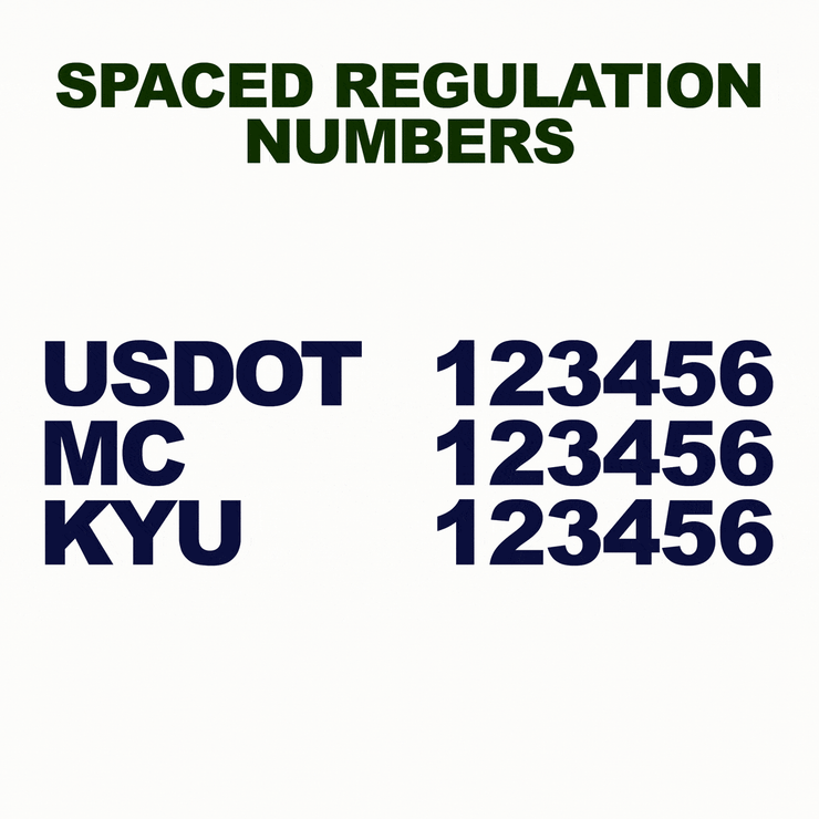 spaced usdot mc kyu number decal stickers