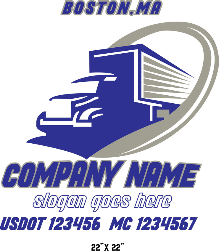 Transportation Company Name Truck Decal, (Set of 2)