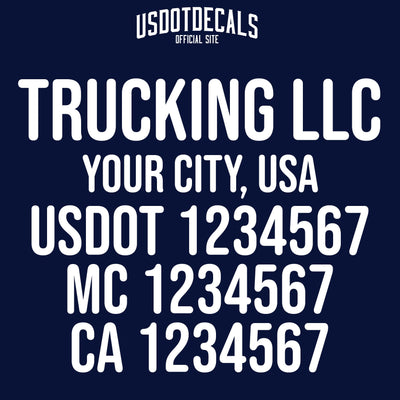 trucking company name, location, usdot, mc & gvw decal sticker
