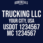 trucking company name, location, usdot & mc decal sticker
