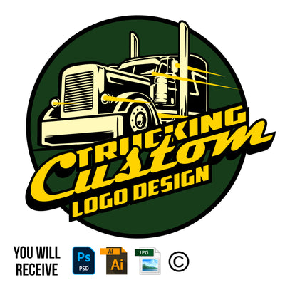 Custom Trucking Transport Hauling Logo Graphic Design Service
